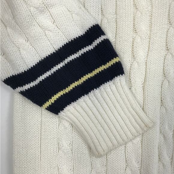 PRINGLE Of Scotland V-Neck Fisherman Sweater Sz S Ivory Golf Tennis Timeless EUC - Picture 5 of 9